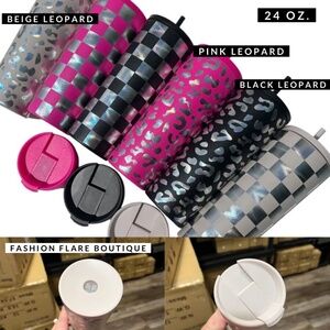24oz Holographic Beige Leopard Tumbler